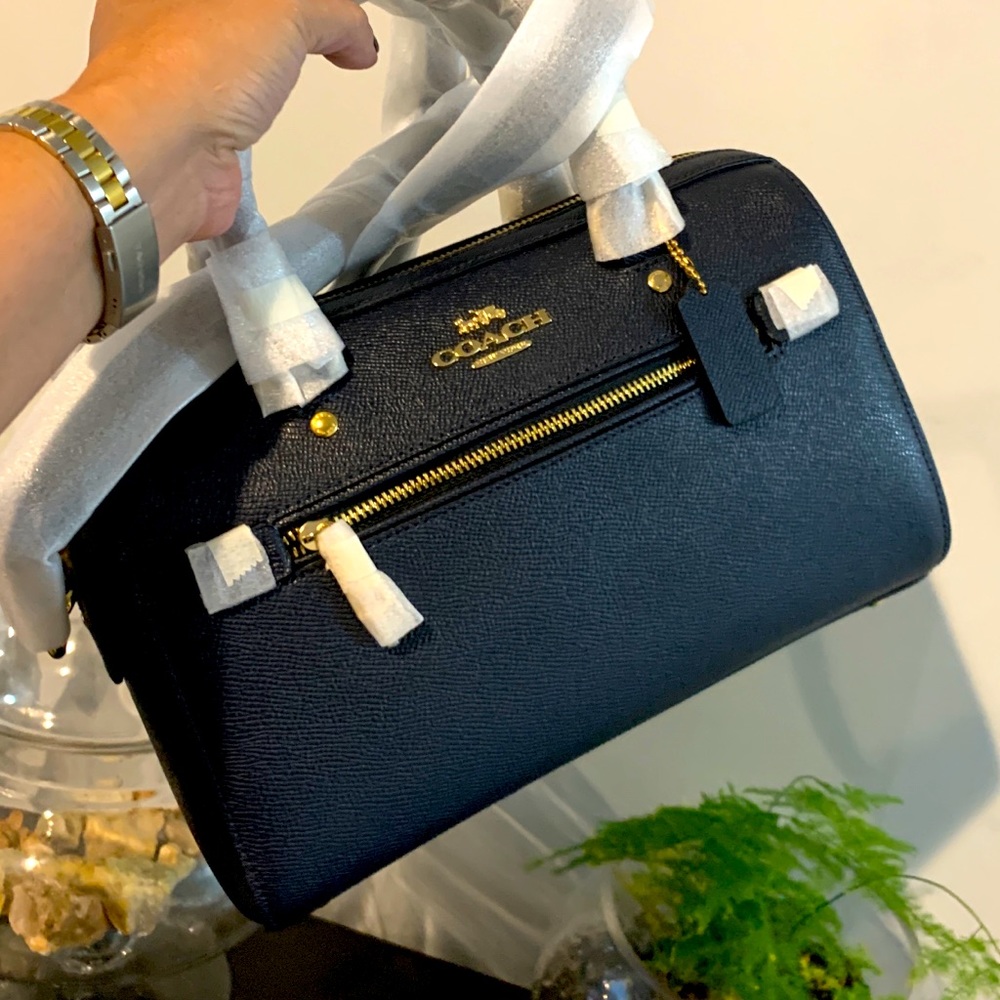 Coach Rowan satchel midnight blue color